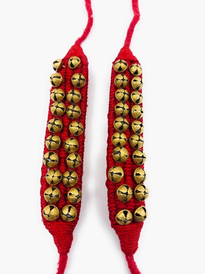 NATYAM 2-Line Brass Ghungroo Anklets with Adjustable Velvet Strap | Musical Bells for Bharatanatyam, Kuchipudi & Indian Classical Dance - Image 1