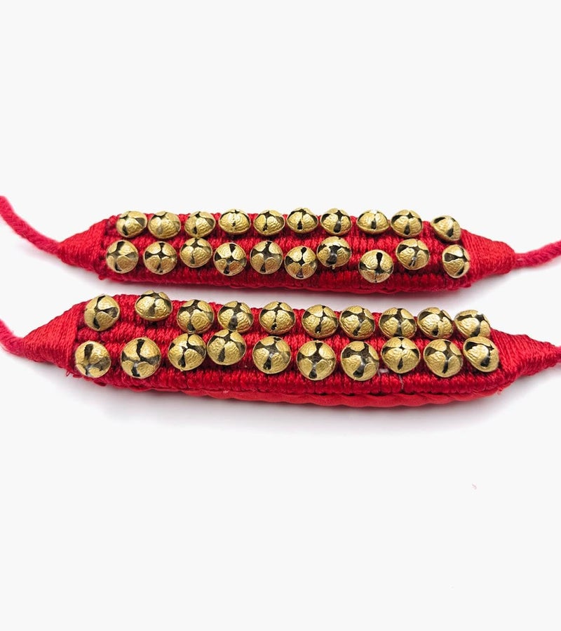 NATYAM 2-Line Brass Ghungroo Anklets with Adjustable Velvet Strap | Musical Bells for Bharatanatyam, Kuchipudi & Indian Classical Dance - Image 2