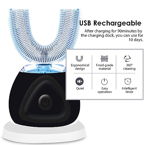 EITVLAGE 360 Ultrasonic Toothbrush, Automatic Toothbrushes Auto Sonic Tooth Brush, Teeth whitening Brush with Timer & Wireless Charging 360° Ultrasonic Electric Toothbrush for Adult - Image 5