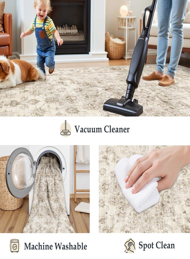 WondRg Neutral Kitchen Rug Set of 3 Washable Beige Vintage Kitchen Mats for Floor Non-Slip Kitchen Runner Rug Soft Low Pile for Bathroom Laundry Hallway Sink Entryway - Image 4