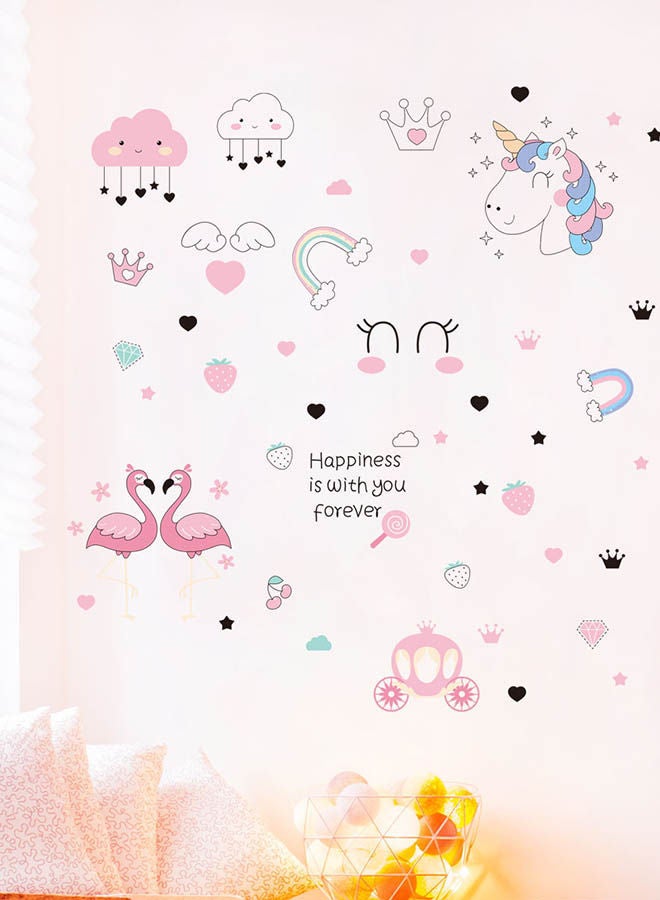 NIBEMINENT Cartoon Printed Wall Sticker Pink 47x59centimeter - Image 1