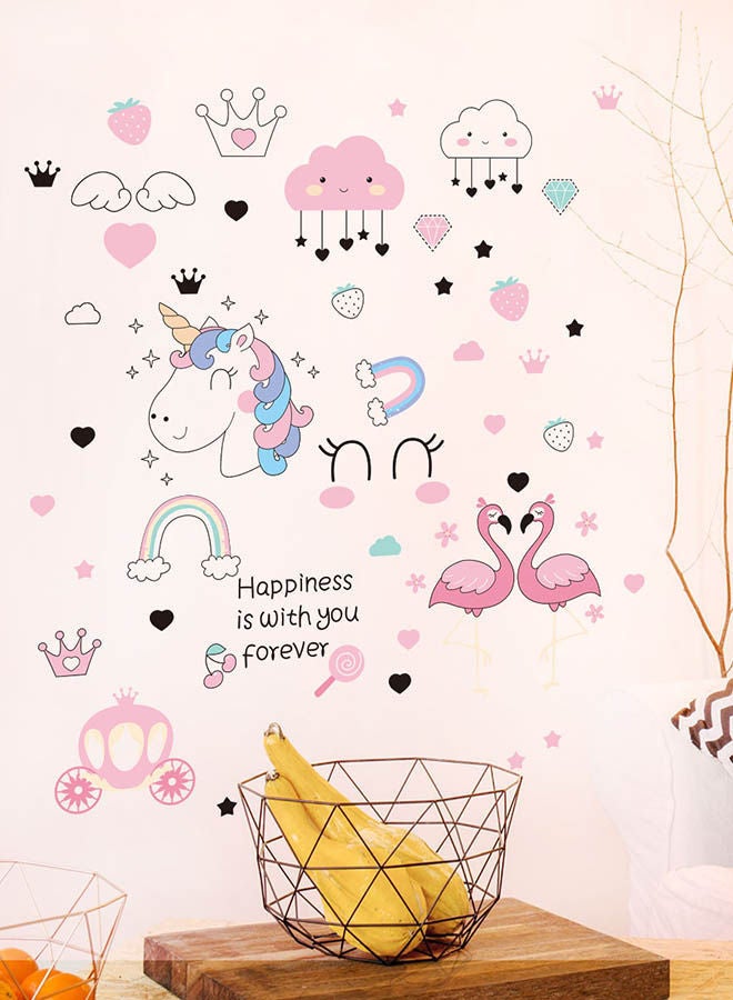 NIBEMINENT Cartoon Printed Wall Sticker Pink 47x59centimeter - Image 2