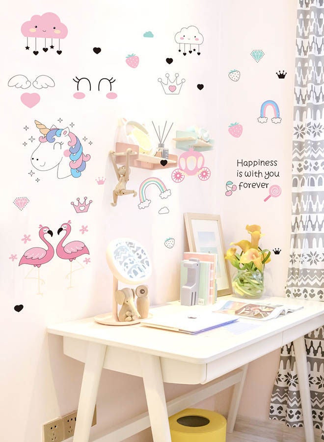 NIBEMINENT Cartoon Printed Wall Sticker Pink 47x59centimeter - Image 3