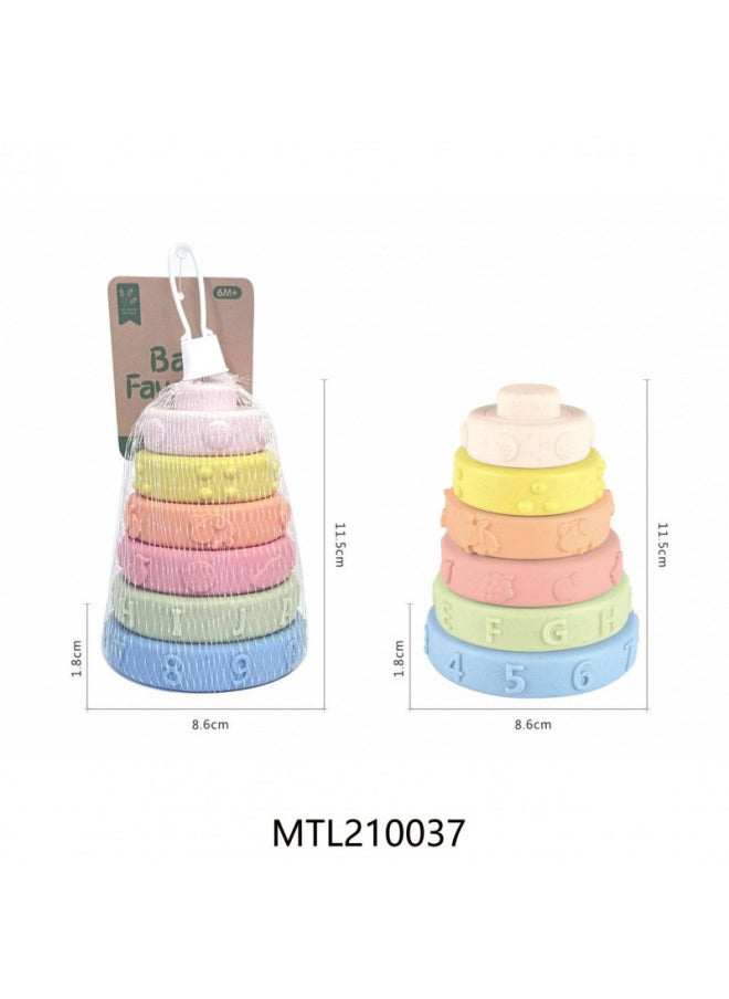 null - Baby Puzzle Rainbow Five-star Stacked Music Science And Education Vinyl Soft Rubber Building Block Toys-Color:638-162 - Image 1