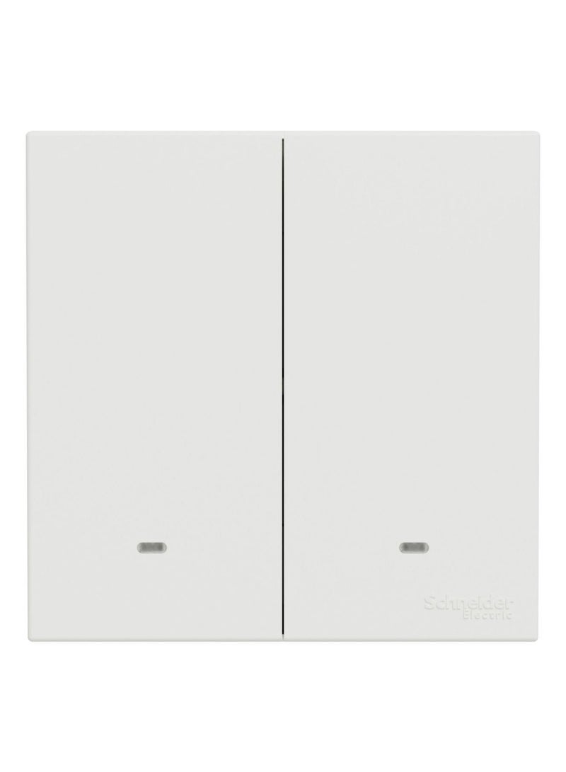 Schneider Electric Avataron C Switch With Fluorescent Locator E8732L1F_WE, 2 Gang, 16Ax White 250 V 1 Way - Image 1