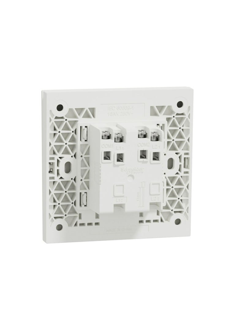 Schneider Electric Avataron C Switch With Fluorescent Locator E8732L1F_WE, 2 Gang, 16Ax White 250 V 1 Way - Image 5