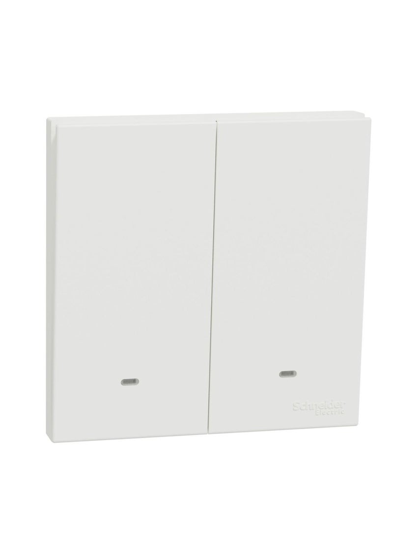 Schneider Electric Avataron C Switch With Fluorescent Locator E8732L1F_WE, 2 Gang, 16Ax White 250 V 1 Way - Image 2