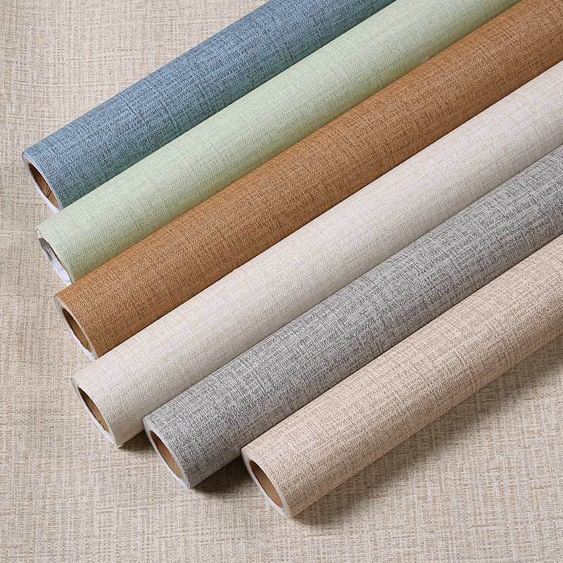 Plain Wallpaper Simple And Warm Linen Pattern Stereo Silk Living Room Bedroom Wallpaper El Engineering Wallpaper Self-Adhesive - Image 2
