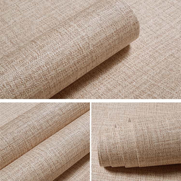 Plain Wallpaper Simple And Warm Linen Pattern Stereo Silk Living Room Bedroom Wallpaper El Engineering Wallpaper Self-Adhesive - Image 1