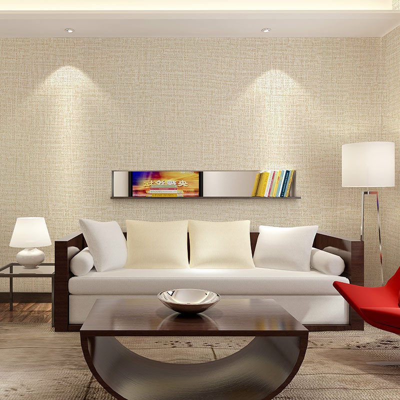 Plain Wallpaper Simple And Warm Linen Pattern Stereo Silk Living Room Bedroom Wallpaper El Engineering Wallpaper Self-Adhesive - Image 5