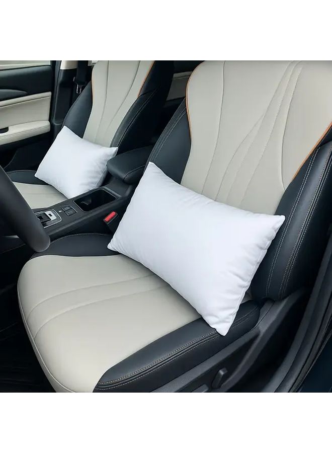 2pcs 11 81x19 69 Inch Car Seat Pillows With Soft Terry Cloth Cover White Orange Accents Machine Washable - Image 2