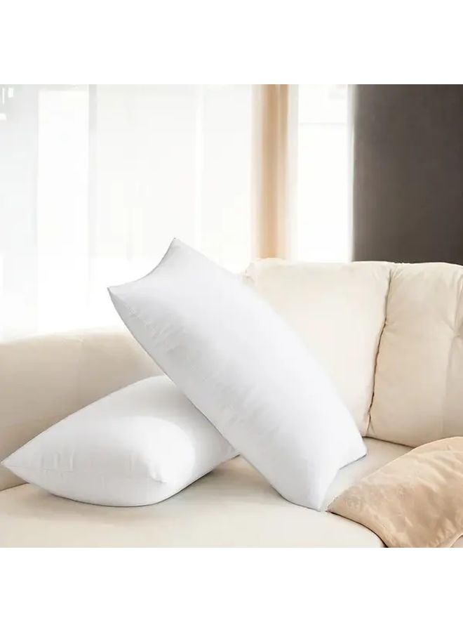 2pcs 11 81x19 69 Inch Car Seat Pillows With Soft Terry Cloth Cover White Orange Accents Machine Washable - Image 1