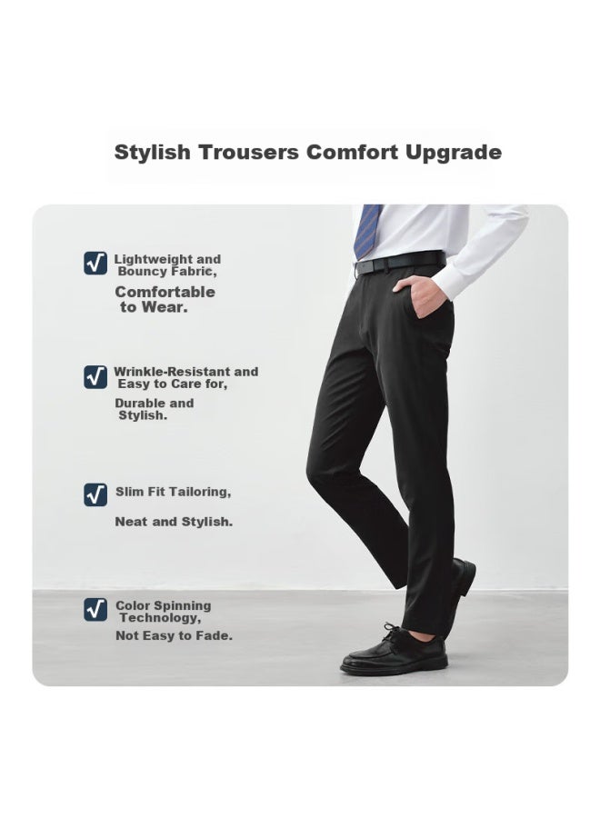 JD.com Jd Jingzao Men'S Dress Pants, Business Wrinkle-Resistant, Easy-Care, Classic Versatile Slim-Fit Casual Trousers, Men'S Suit Pants, Black, Size 32 - Image 2