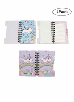 Y&D Spiral Notebook, Mini Cartoon Unicorn Diary, Pocket Notepad for Accounting Notes Write Diary Memo Painting (3pcs)  - Image 2