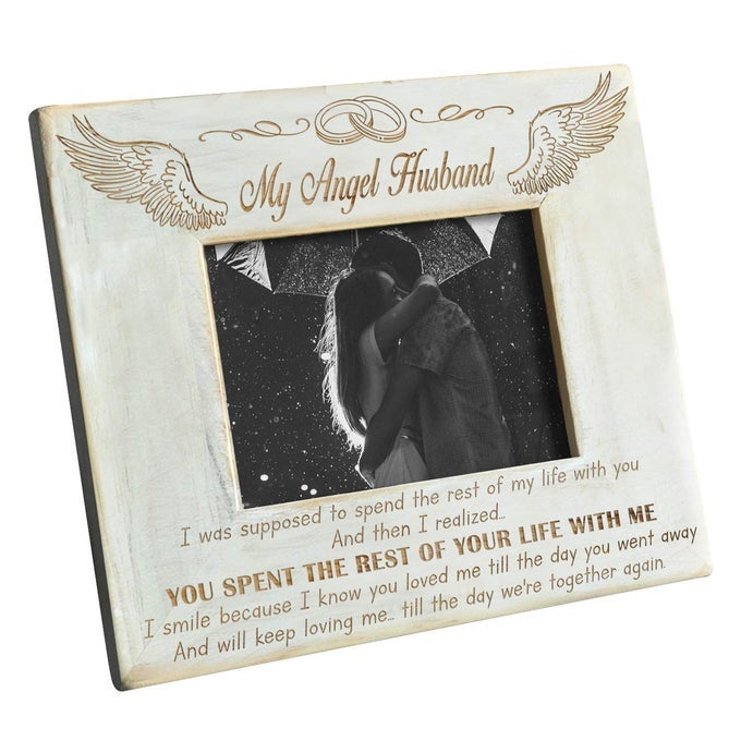 PERSONALIZED WOOD PICTURE FRAME TO MY ANGEL HUSBAND I LOVE YOU ALWAYS AND FOREVER ENGRAVED WOOD PHOTO FRAME CHRISTMAS BIRTHDAY FATHERS DAY GIFT FOR HUSBAND
