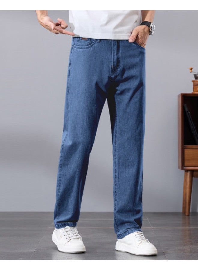 Tucano men's Comfortable Cotton Stretch Jeans - Pure Cotton Straight Leg Versatile Summer Thin Denim Pants For Men - Image 1
