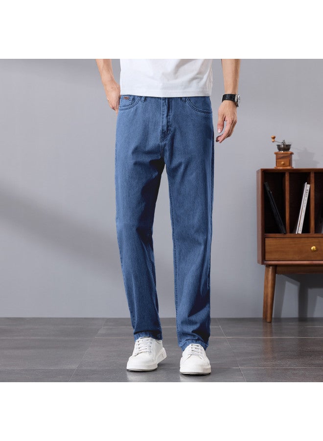 Tucano men's Comfortable Cotton Stretch Jeans - Pure Cotton Straight Leg Versatile Summer Thin Denim Pants For Men - Image 3