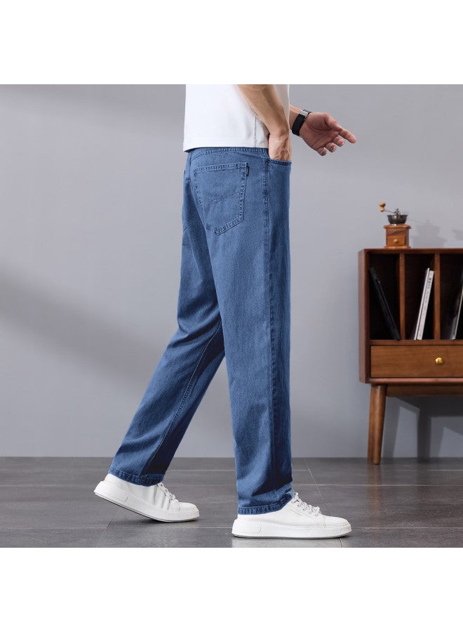 Tucano men's Comfortable Cotton Stretch Jeans - Pure Cotton Straight Leg Versatile Summer Thin Denim Pants For Men - Image 4