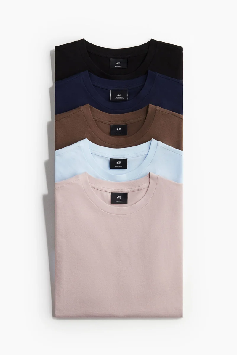 اتش اند ام تي-شيرت بقصة عادية - عبوة من 5 قطع