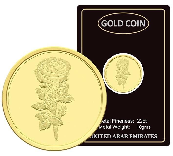 FK Jewellers Gold 22KT Flower Design 10 Grams Coin (With Invoice) - Image 1