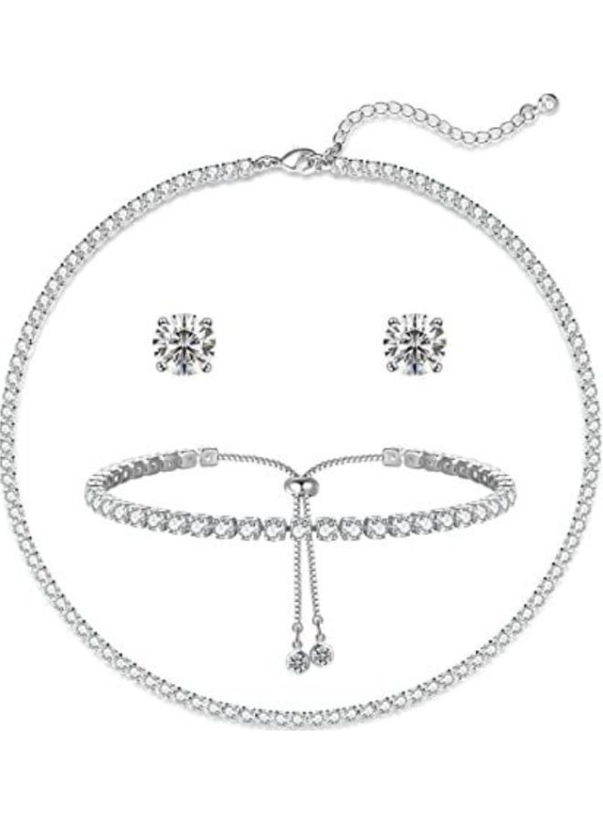 Tennis Necklace, Bracelet and Earring - Image 1