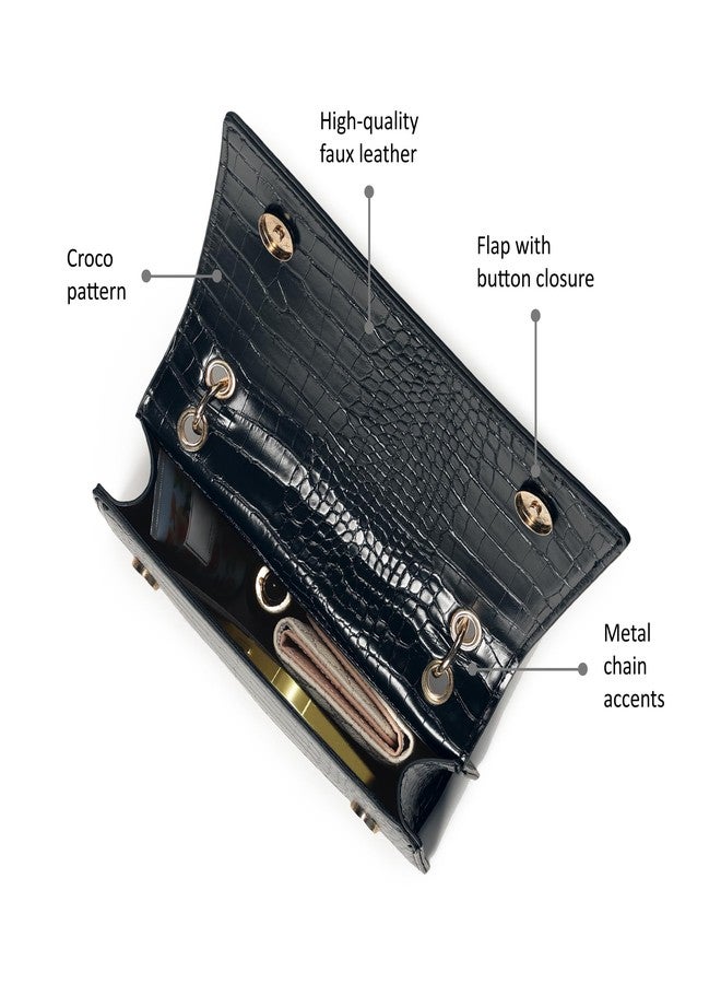 Fastrack Croco Textured Sling Bag for Women, Girls and Ladies | with Gold Metal Chain Accent and Detachable Sling Straps | Ladies Purse Handbag | Trendy Women Handbags - Image 3