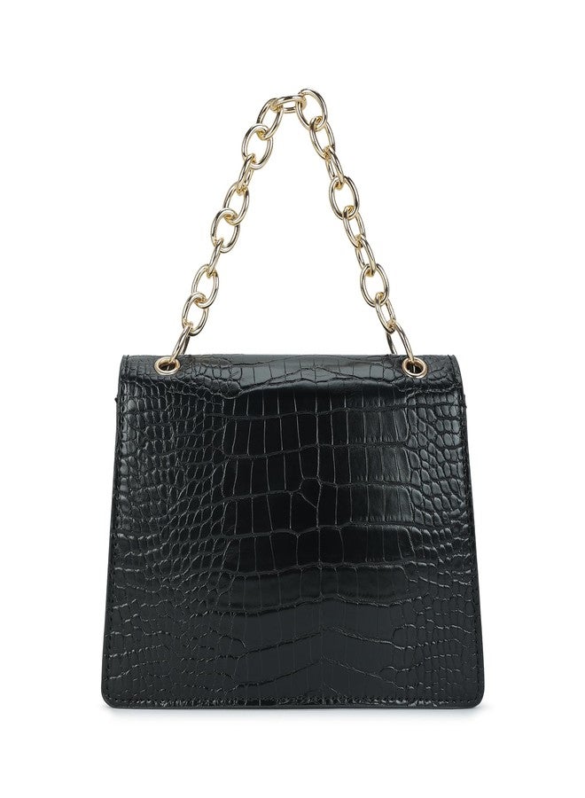 Fastrack Croco Textured Sling Bag for Women, Girls and Ladies | with Gold Metal Chain Accent and Detachable Sling Straps | Ladies Purse Handbag | Trendy Women Handbags - Image 5