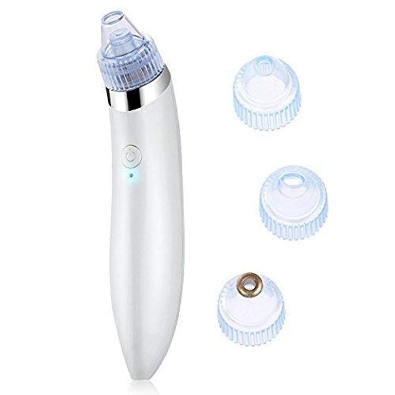 ROZKEY Enterprise Electric Microdermabrasion Derma Suction Blackhead Cleaning Remover Vacuum Tool Machine for Pimple Sucker and Facial Cleanser Device for Pores Acne Nose Skin (White)