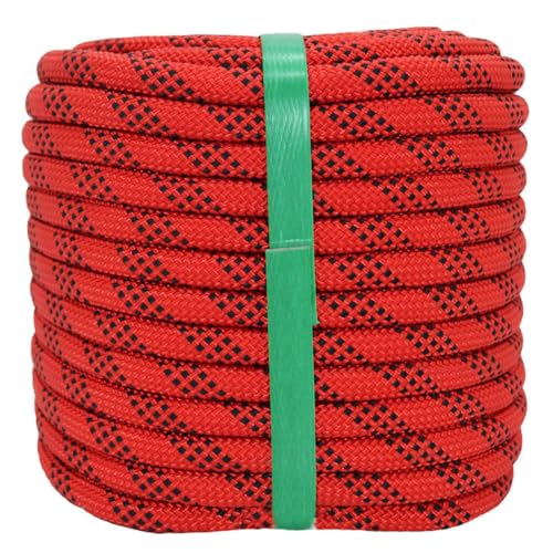 YUZENET Braided Polyester Arborist Rope (3/8 inch X 100 feet) High Strength Bull Rope for Tree Work Truck Securing Camping Swing, Red - Image 1