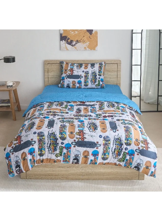 Home Box Tom Gearhead Skate 2-Piece Twin Microfiber Comforter Set 220 x 160 cm