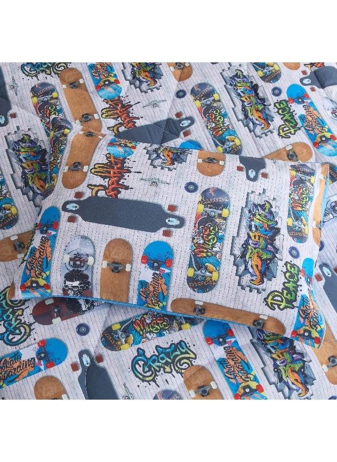 Home Box Tom Gearhead Skate 2-Piece Twin Microfiber Comforter Set 220 x 160 cm  - Image 1