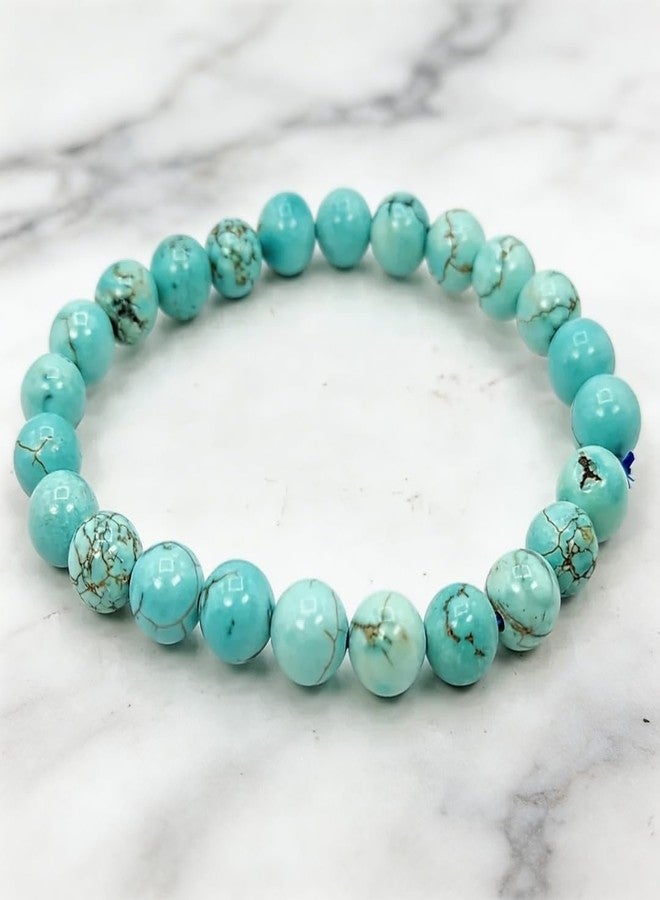 Plus Value African Turquoise Bracelet 8mm Natural Gemstone Beads Activating, Strengthening Body's Defence Crystal Bracelet for Women, Men | 2 Step Energized Original (Jute Bag) - Image 1