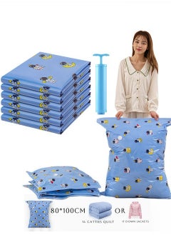 Premium Vacuum Storage Bags with Manual Pump, 6 Pack, Reusable Space Saver Bags for Clothes, Mattresses, Blankets, Duvets, Pillows, Comforters, Quilts, Travel