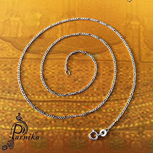 Parnika بارنيكا 925 سلسلة فيغارو أنيقة جداً للجنسين من فضة سترلنج 92.5 للنساء والفتيات والأولاد (18) | سلسلة تشاندي كي | - Image 3