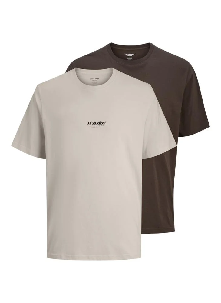 جاك اند جونز 2 Pack Of Logo Crew Neck T-Shirt