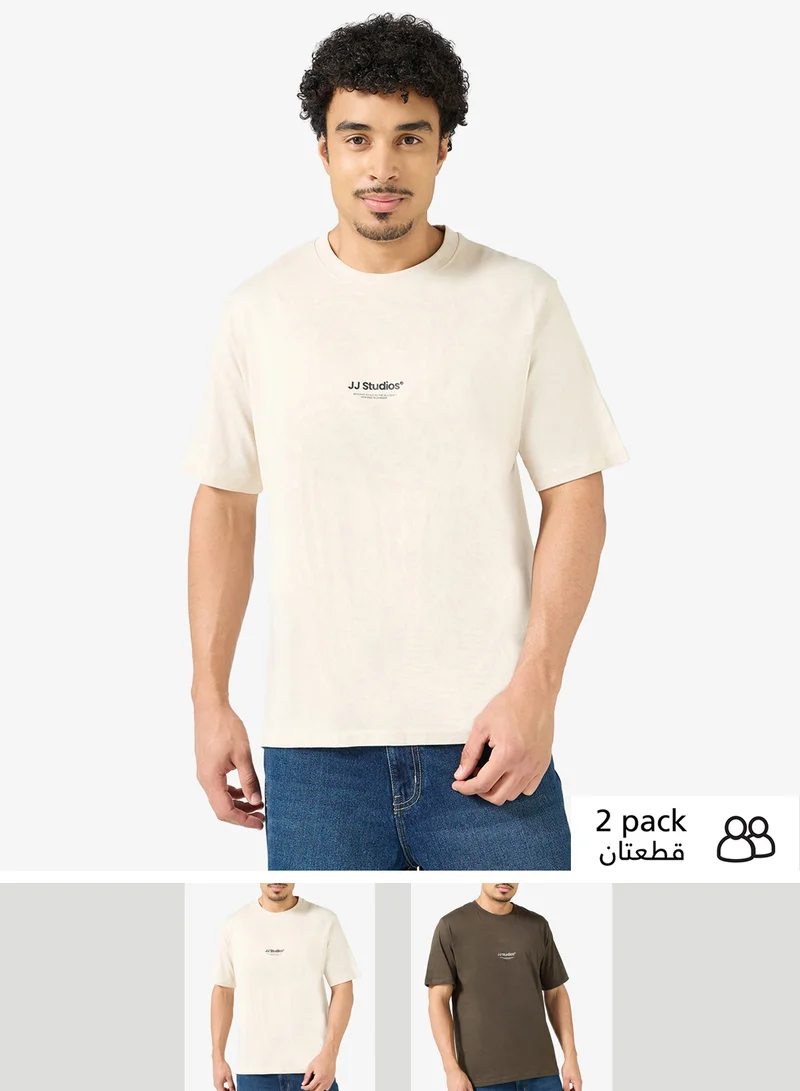 JACK & JONES 2 Pack Of Logo Crew Neck T-Shirt