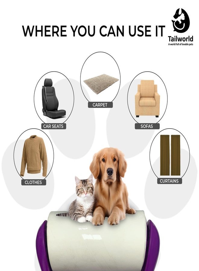 Tailworld Comfort Lint Roller | for Pet Hair Extra Sticky | Dog and Cat Lint Remover for Clothes, Furniture, Carpet, Cars, Couch etc| Reusable and Portable Roller | Removes Dust - Image 2