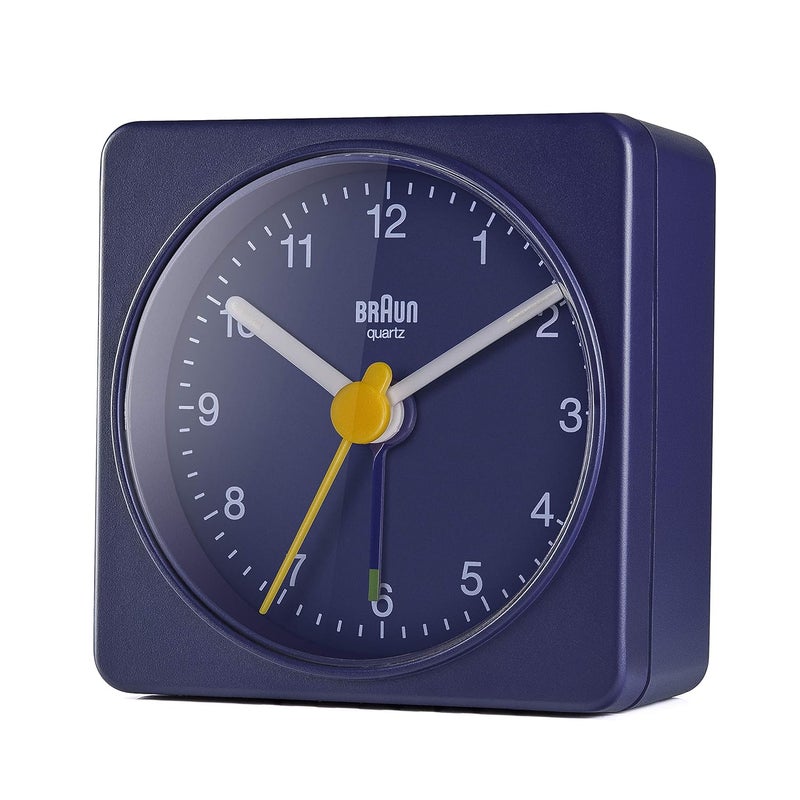 Braun Classic Travel Analogue Clock Compact Size Quiet Quartz Movement Crescendo Beep Alarm in Blue Model BC02BL One Blue One Size Classic - Image 2