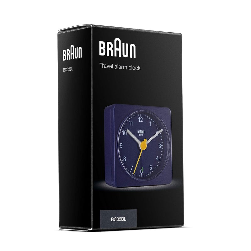 Braun Classic Travel Analogue Clock Compact Size Quiet Quartz Movement Crescendo Beep Alarm in Blue Model BC02BL One Blue One Size Classic - Image 5