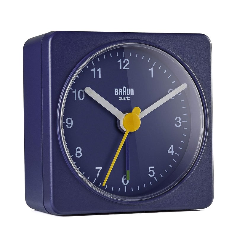 Braun Classic Travel Analogue Clock Compact Size Quiet Quartz Movement Crescendo Beep Alarm in Blue Model BC02BL One Blue One Size Classic - Image 3