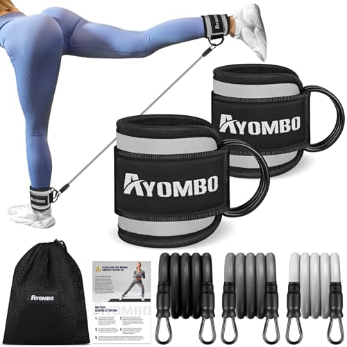 Ayombo Ankle Bands for Working Out, Resistance Bands with Cuffs for Kickbacks Hip, Home Fitness Equipment for Legs Glutes, Exercise Bands for Butt Lift Women, Achieve Stronger and Firmer Lower Body - Image 1