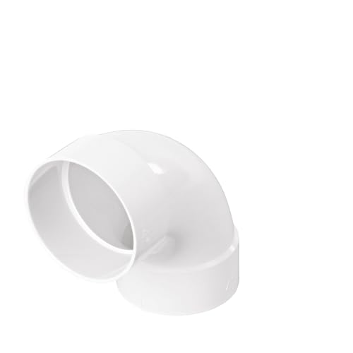 NDS PVC S&D 90° Long-Turn Elbow, 4-Inch, for Hub X Hub Solvent-Weld Connections, for use with 4-Inch Sewer and Drain Pipe, White - Image 1