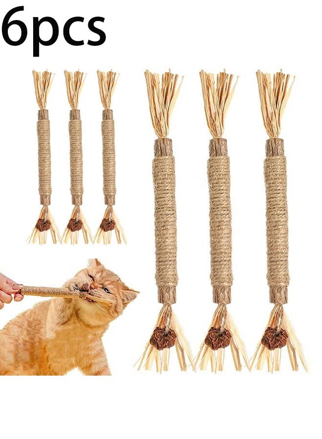 Ailily 6pcs Catmint Natural Silvervine Sticks, Catnip Cat Chew Sticks for Teeth Cleaning, Matatabi Kitten Dental Interactive Toy for Cats Lick (Yellow) - Image 1