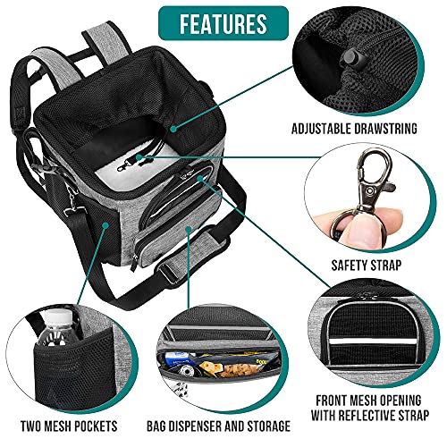 PetAmi Dog Bike Basket, Soft-Sided Ventilated Dog Bike Carrier Backpack, Pet Bicycle Basket for Bike Handlebar, Small Medium Puppy Cat Kitten Car Booster Seat with Safety Strap, Max 18 lbs, Gray - Image 3