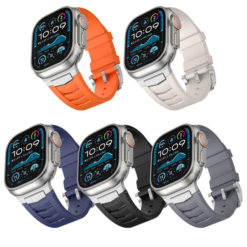 سوار ساعة ذكية سوار رياضي من السيليكون متوافق باللون أسود قابل للتعديل مع Apple Watch 42/44/45/49mm بملاءمة قابلة للتعديل وحزام بديل - Image 2