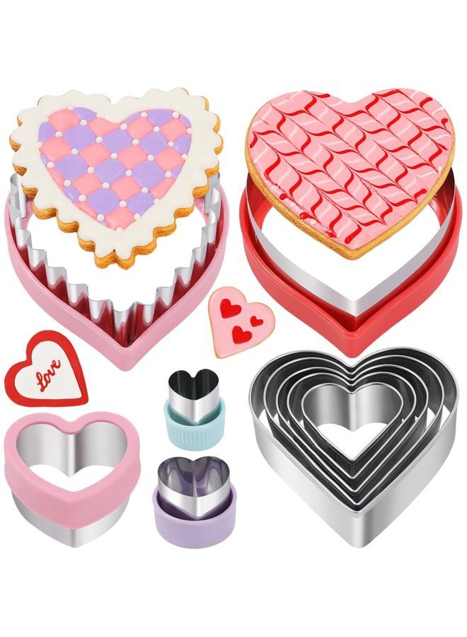 KULENAND Heart Cookie Cutter Set, 10-Piece Stainless Steel Biscuit Cutters for Valentine's Day Baking, Cake & Cookie Decorating, Dishwasher Safe (1 to 4-Inch) - Image 1