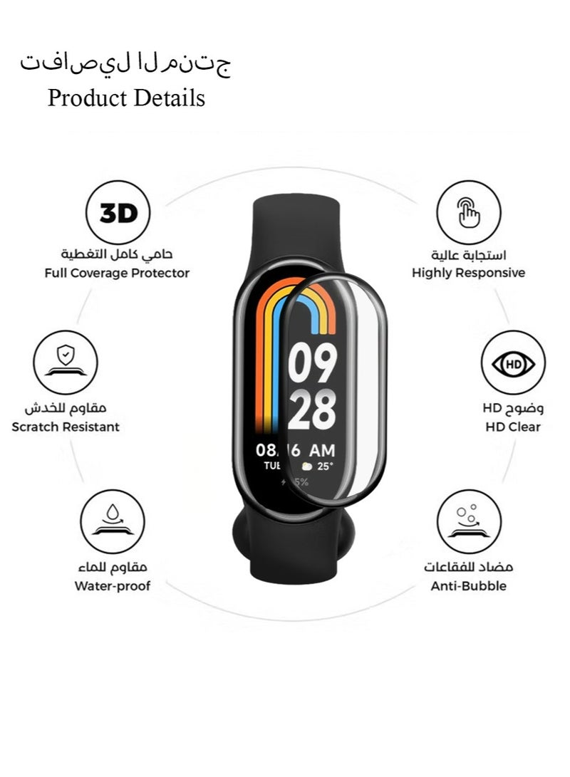3 PC Xiaomi Band 8 Screen Protectors, [Anti-Oil] [Anti-Bubble] [HD Clear] Full Protection Soft Screen Protector Glass Film Explosion-proof LCD Watch for Xiaomi Band 8  - Image 4