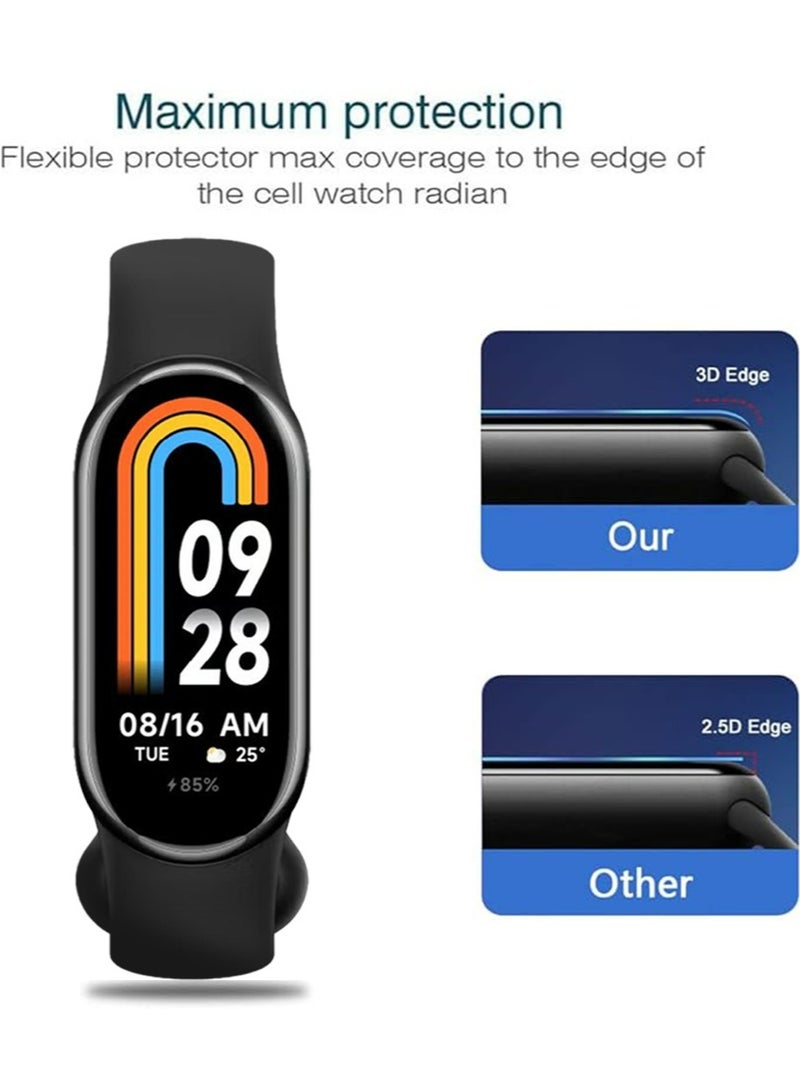 3 PC Xiaomi Band 8 Screen Protectors, [Anti-Oil] [Anti-Bubble] [HD Clear] Full Protection Soft Screen Protector Glass Film Explosion-proof LCD Watch for Xiaomi Band 8  - Image 2