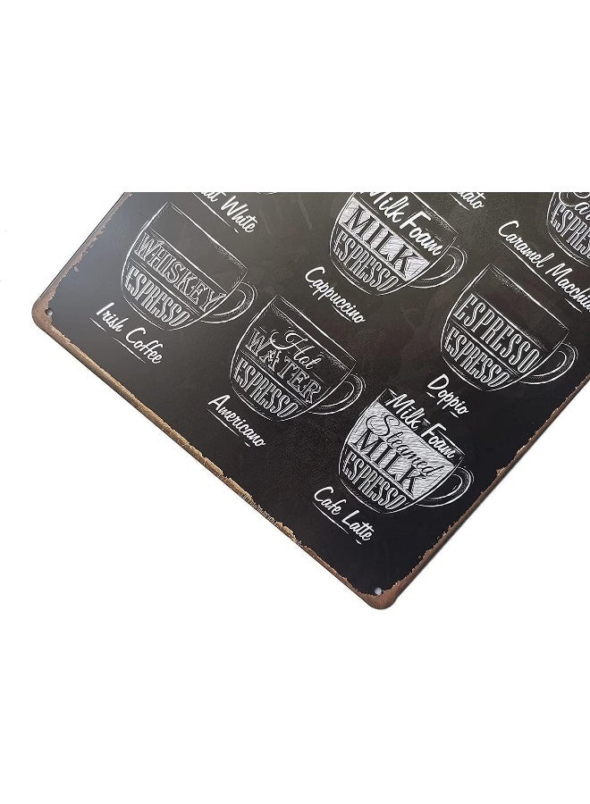 ERLOOD Coffee Menu Know Your Coffee Tin Sign Wall Retro Metal Bar Pub Poster Metal 12 X 8 - Image 3