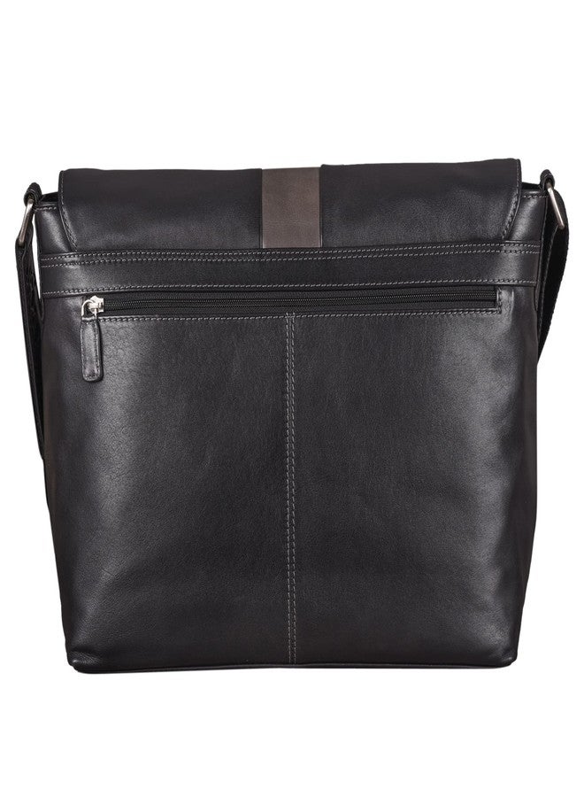 MAI SOLI Mens Solid Genuine Leather Multipocket Laptop Messenger Bag for Office - Black Grey - Image 3